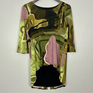 Soft Works Art to Wear Tunic Top Women’s Size M Stretch Jersey Knit Split Back